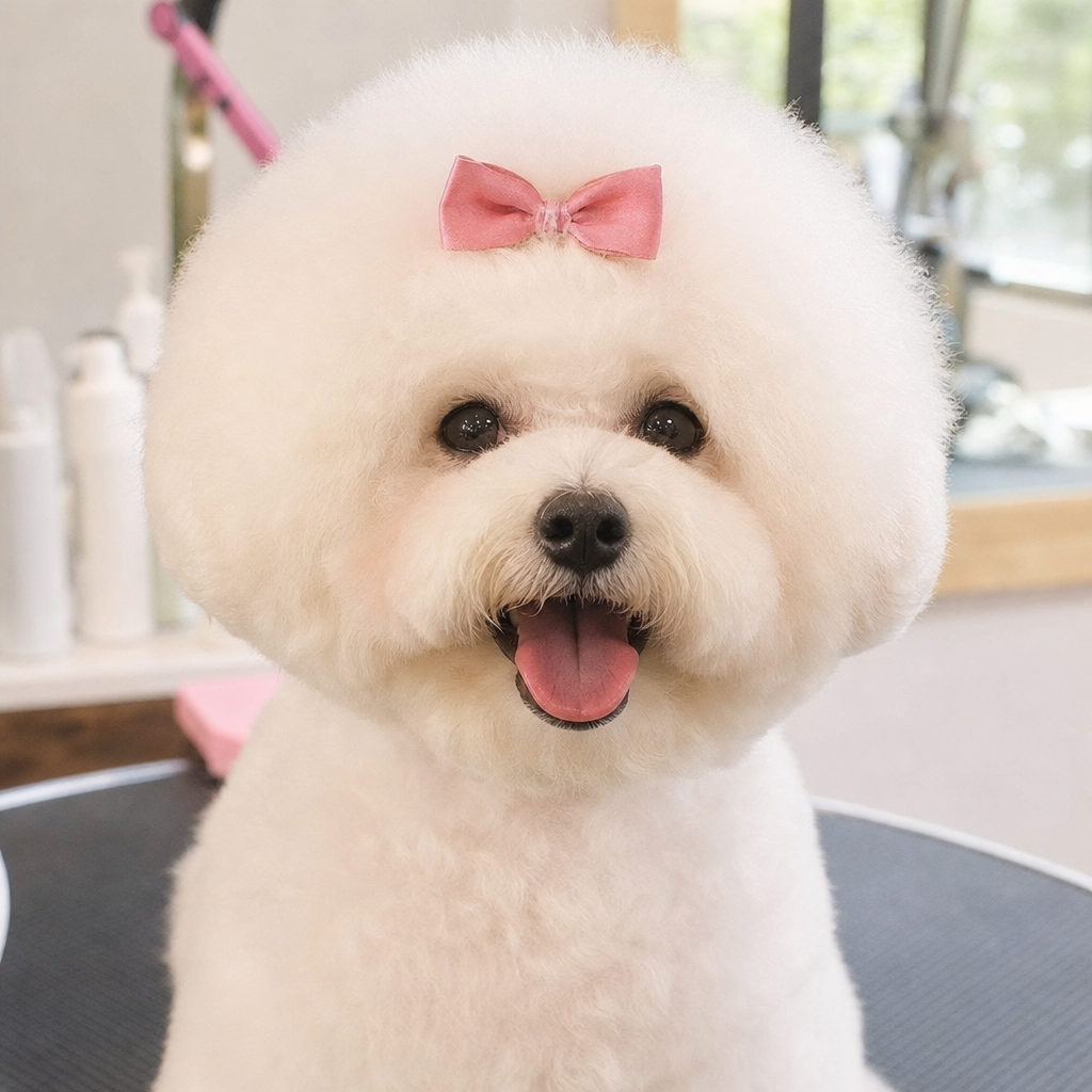 Bichon Frise após banho e tosa
