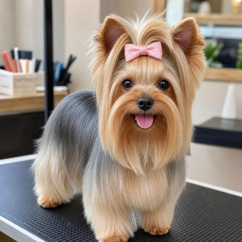 Yorkshire Terrier com tosa completa